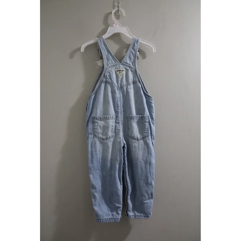 OshKosh B'gosh Light Wash Denim Overalls Toddler‎ Baby Adjustable Straps Cute